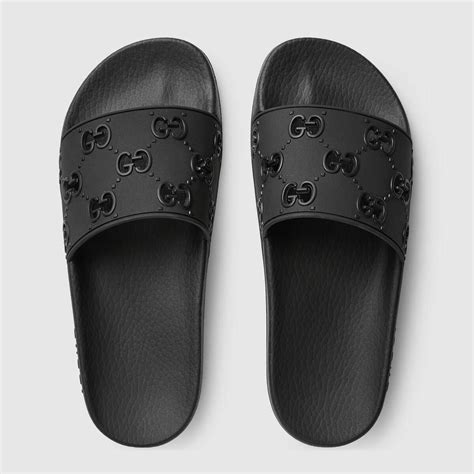 black women's gucci slides|all black gucci slides women's.